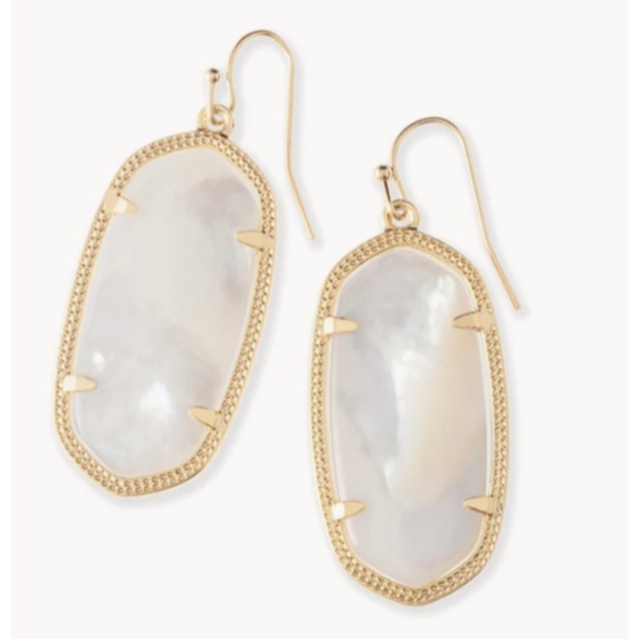 Elle Gold Drop Earrings in Ivory Mother-of-Pearl - Picture 3 of 3